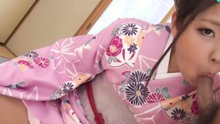 With her legs open wide the Asian brunette begs for a creampie