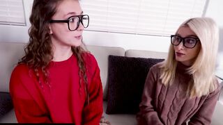 Naughty stepsis and stepbro seduce their nerdy teen step-cousin and bang relentlessly