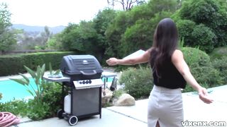 A charming Asian saleswoman does a sex tape with a horny client