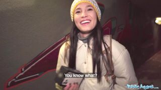 Stunning Latina rides a fake agent's cock for a handful of money