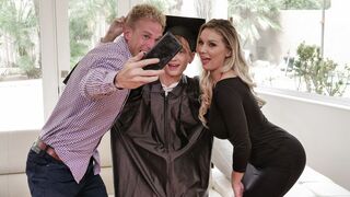 Huge boobed MILF gets spooned by her stepson