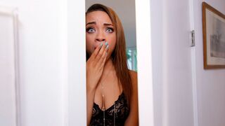 Busty ebony swallows and humps a pervert's curved dick