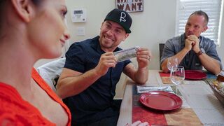 Skilled masseuse wanks and screws a curved dick perfectly