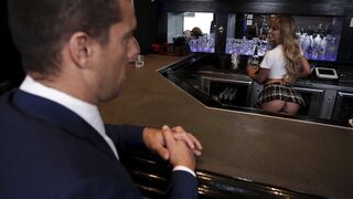 Mature bartender seduces and fucks a sexy businessman