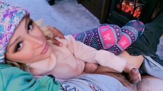 My petite stepdaughter sits on my penis and rides it