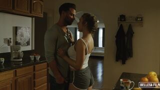 Naturally busty pornstar receives cunnilingus and fucks roughly