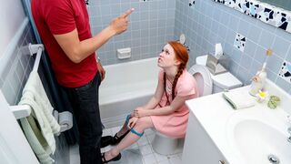 Tiny ginger teen getting dominated and screwed brutally