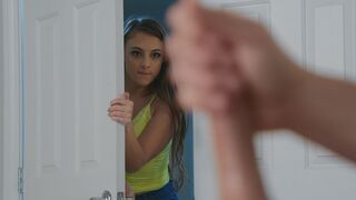 Slutty teen joins a horny couple in a threesome