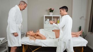 Gina Varney hard fucking behind her husband's back after a sensual massage