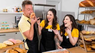 Sexy bakers Maddy May and Lily Lou threesome shenanigans