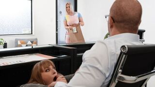 Secretaries Angel Youngs and Jenna Starr need to relax with their boss