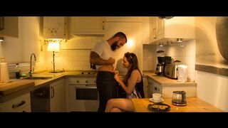 Adorable teen Jimena Lago loves giving her partner head in the kitchen